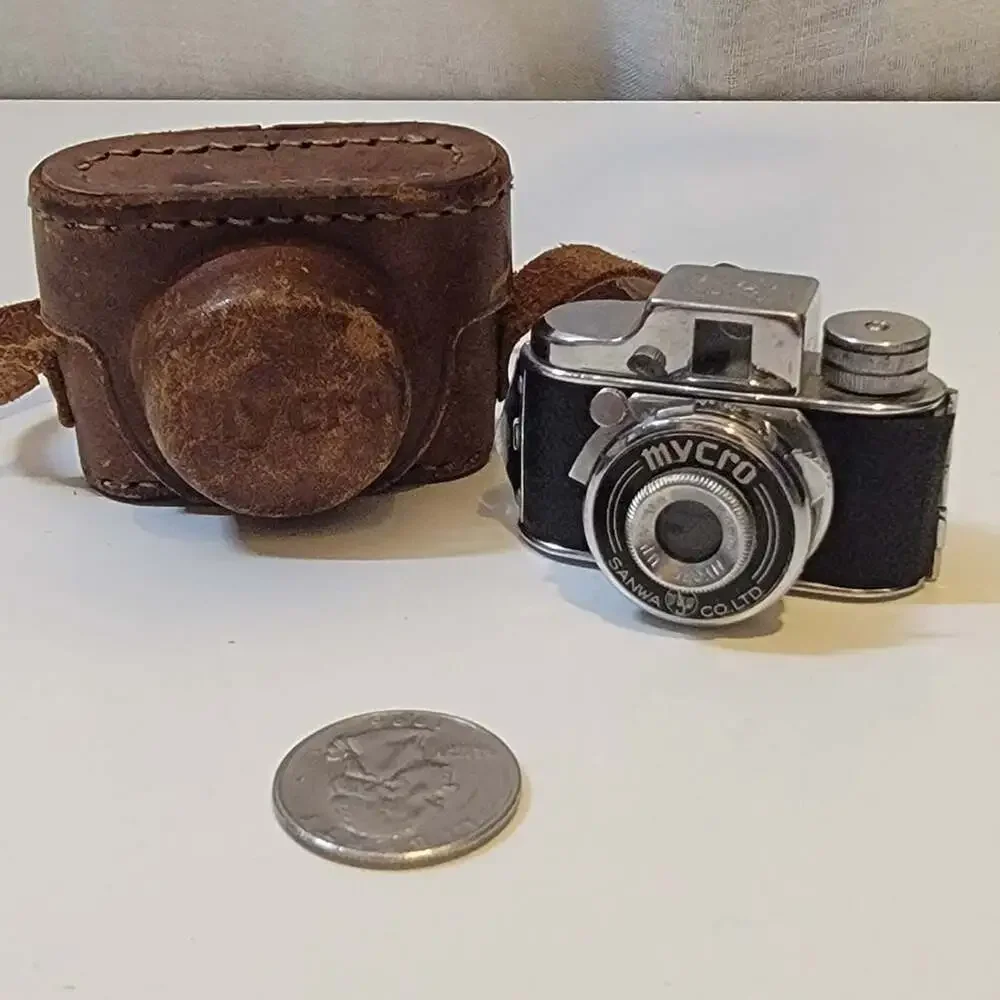 Vintage Mycro Subminiature Spy Camera - Sanwa Co. Ltd. Made in Japan w/ Leather